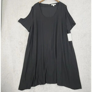 NWT Sejour Black Cold Shoulder Plus Size Tunic Dress 22W Flowy A-Line 19PT